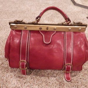 LAVORAZIONE ARTIGIANALE ITALIAN RED LEATHER SATCHEL PURSE